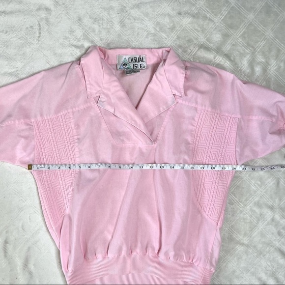 Vintage Casual Isle 80’s Pastel Pink Short Sleeve Doleman Pullover Sweatshirt - Picture 13 of 15